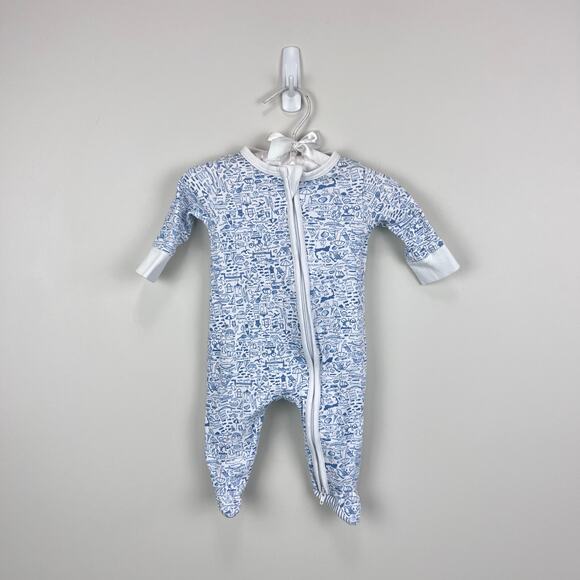 Joy Street Cape Cod Zip Baby Footie Blue Newborn - Picture 1 of 8